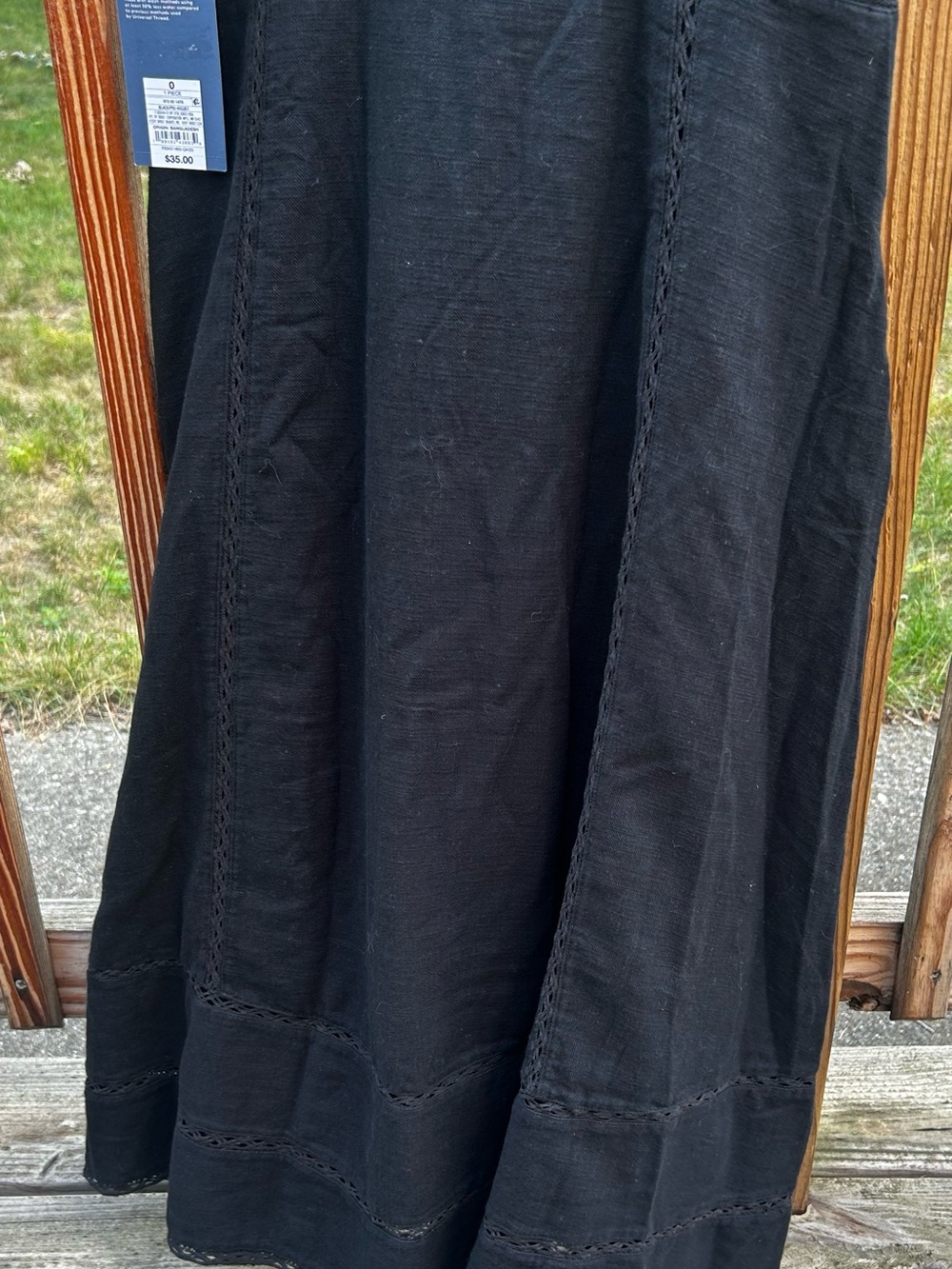 Universal Thread Black Maxi Skirt with Crochet Paneling
